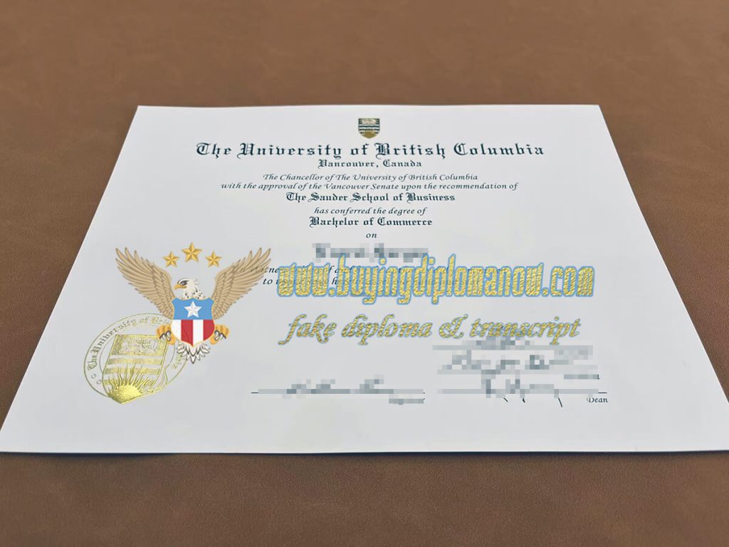 buy fake University of British Columbia fake diploma