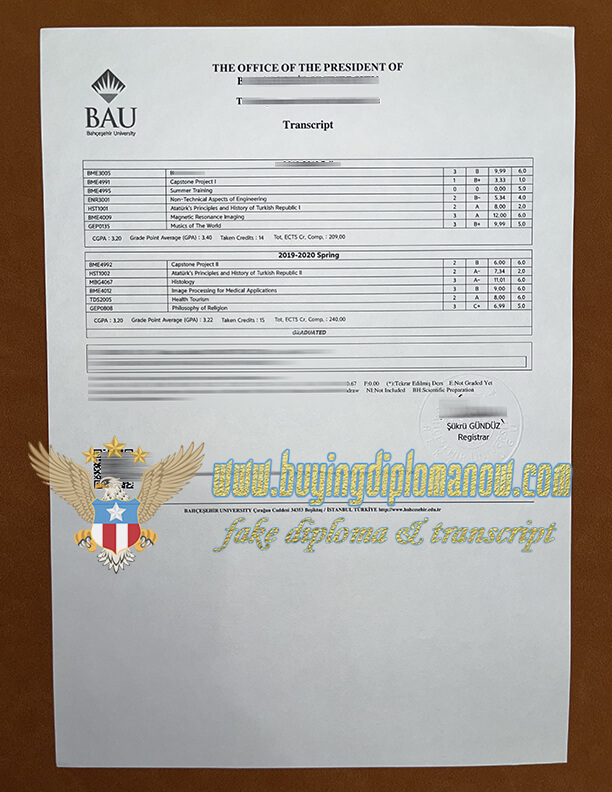 BAU fake transcript Bahçeşehir University fake diploma Buy a BAU Transcript