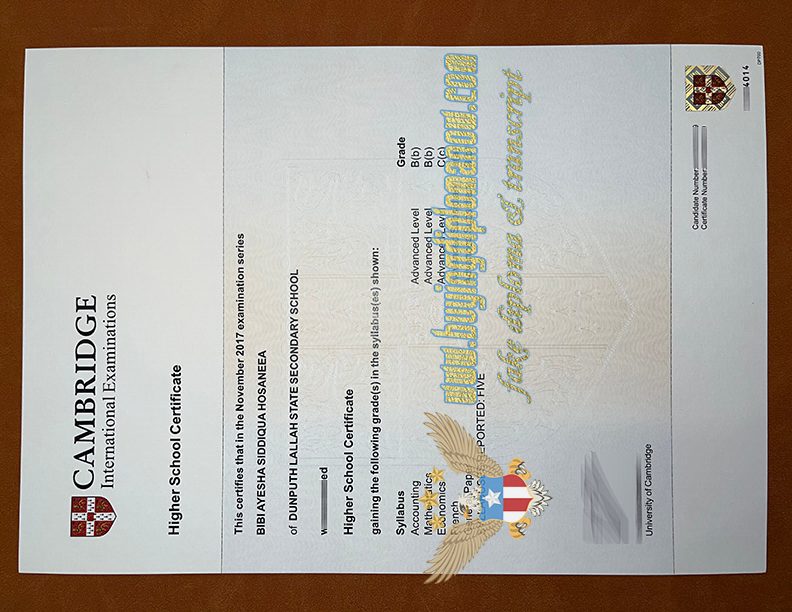 Buy a Cambridge International Examinations fake certificate