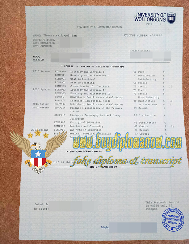 Buy UOW fake diploma and UOW fake transcript online UOW fake degree