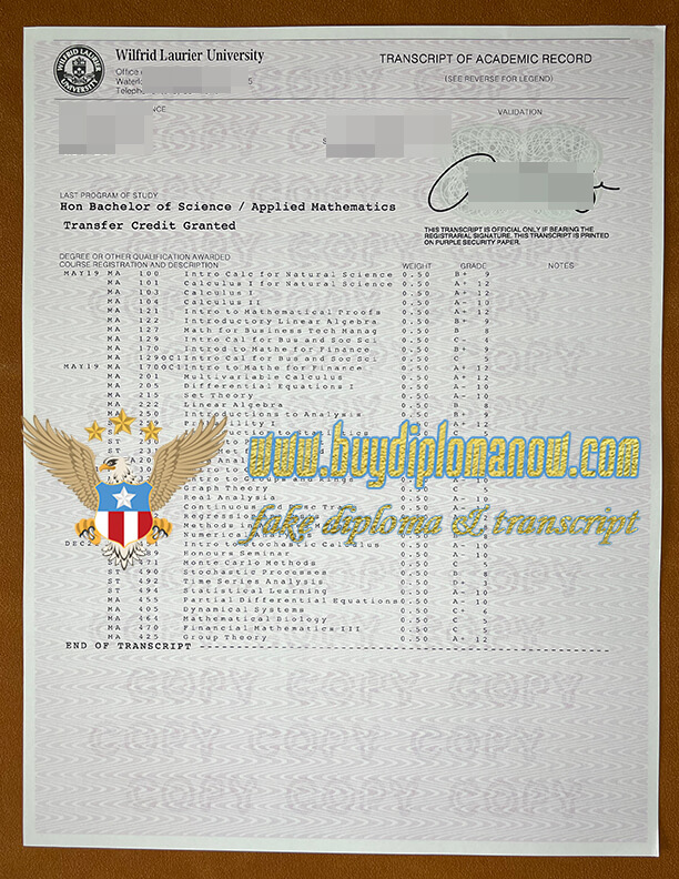 Wilfrid Laurier University fake transcripts can be obtained within 3 days at the fastest Buy a Wilfrid Laurier University Transcript