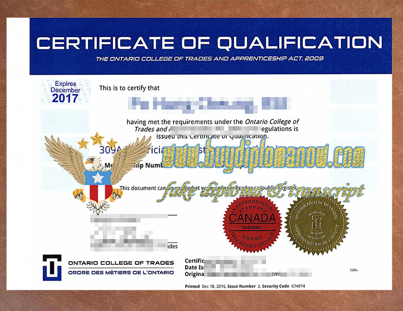Ontario Trade Institute certification
