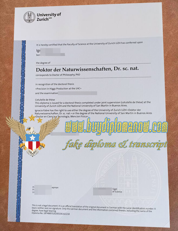 Buy a University of Zurich fake diploma