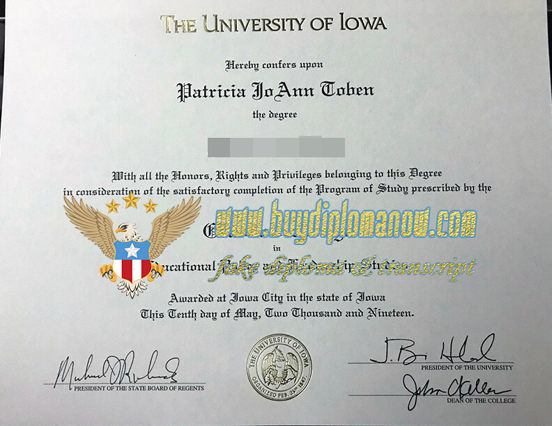 Buy Realistic University of Iowa fake diplomas