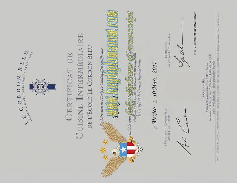 Quick Order Le Cordon Bleu Diploma