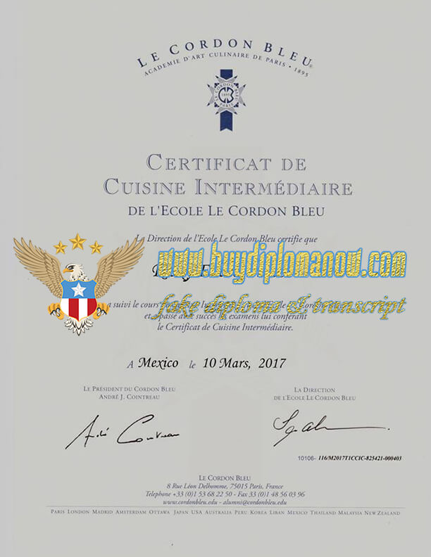 Quick Order Le Cordon Bleu Diploma