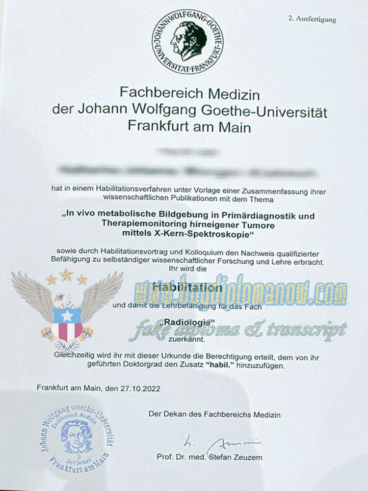  Goethe University degree in Frankfurt.