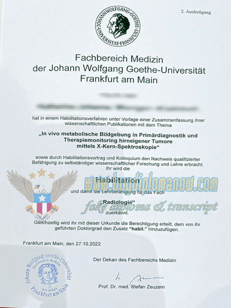 Goethe University degree in Frankfurt.