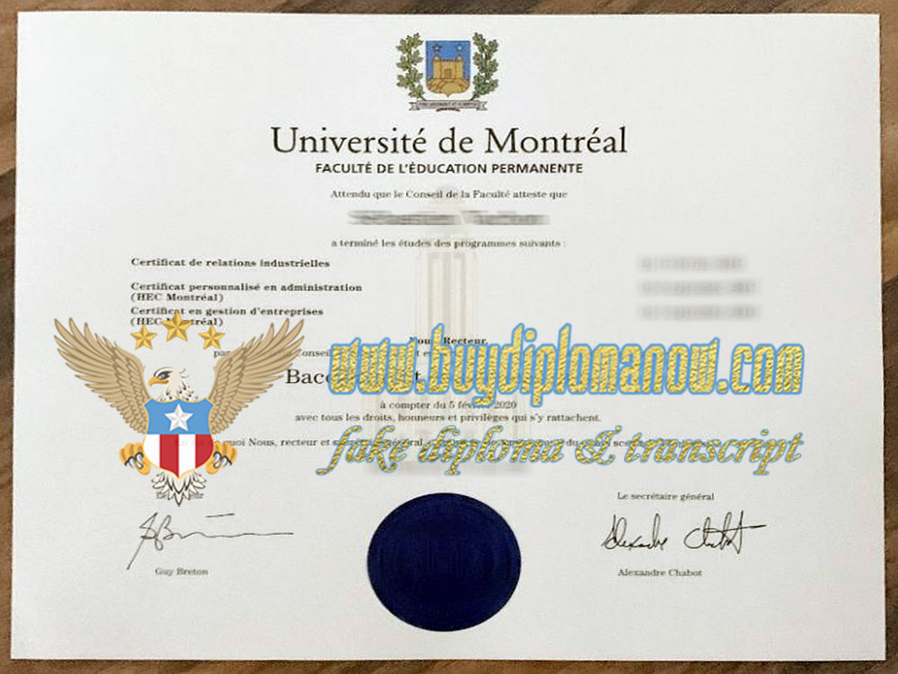 fake Université de Montréal diploma degree