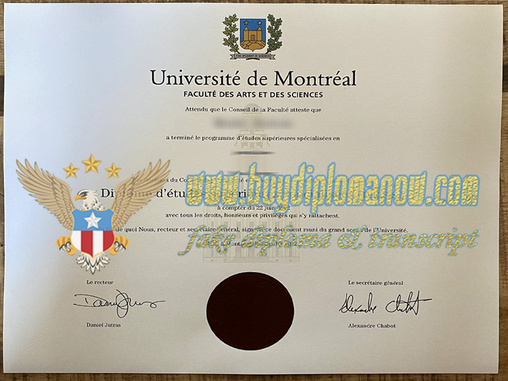 Buy a fake Université de Montréal diploma